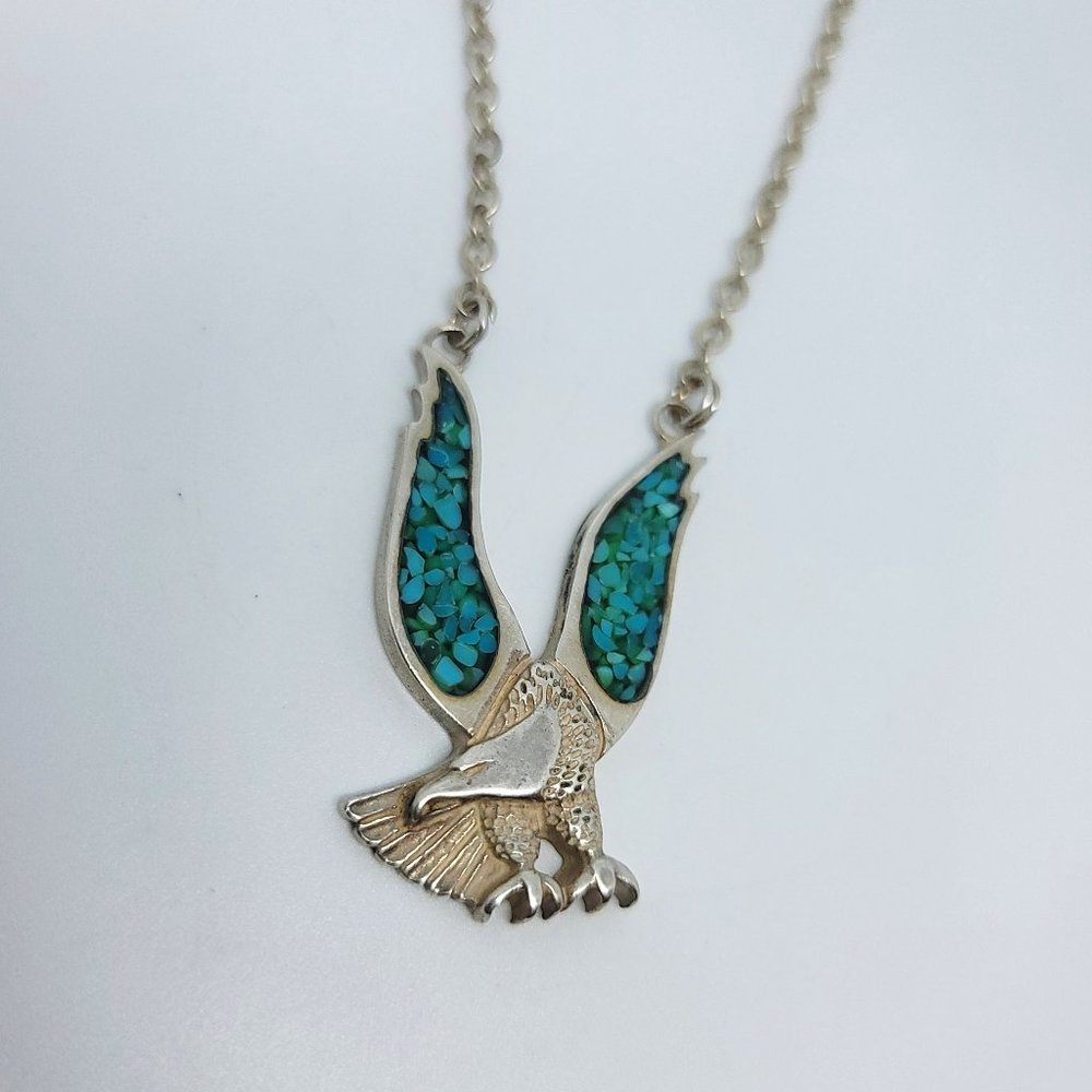 Turquoise & Sterling Eagle Necklace